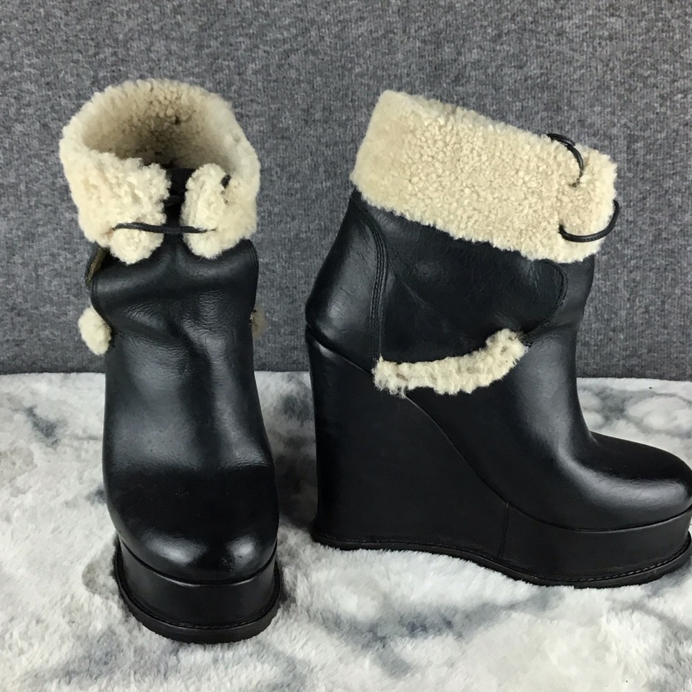 Rare Billy Reid Leather Shearling Platform Boots Made in Italy Size 8
